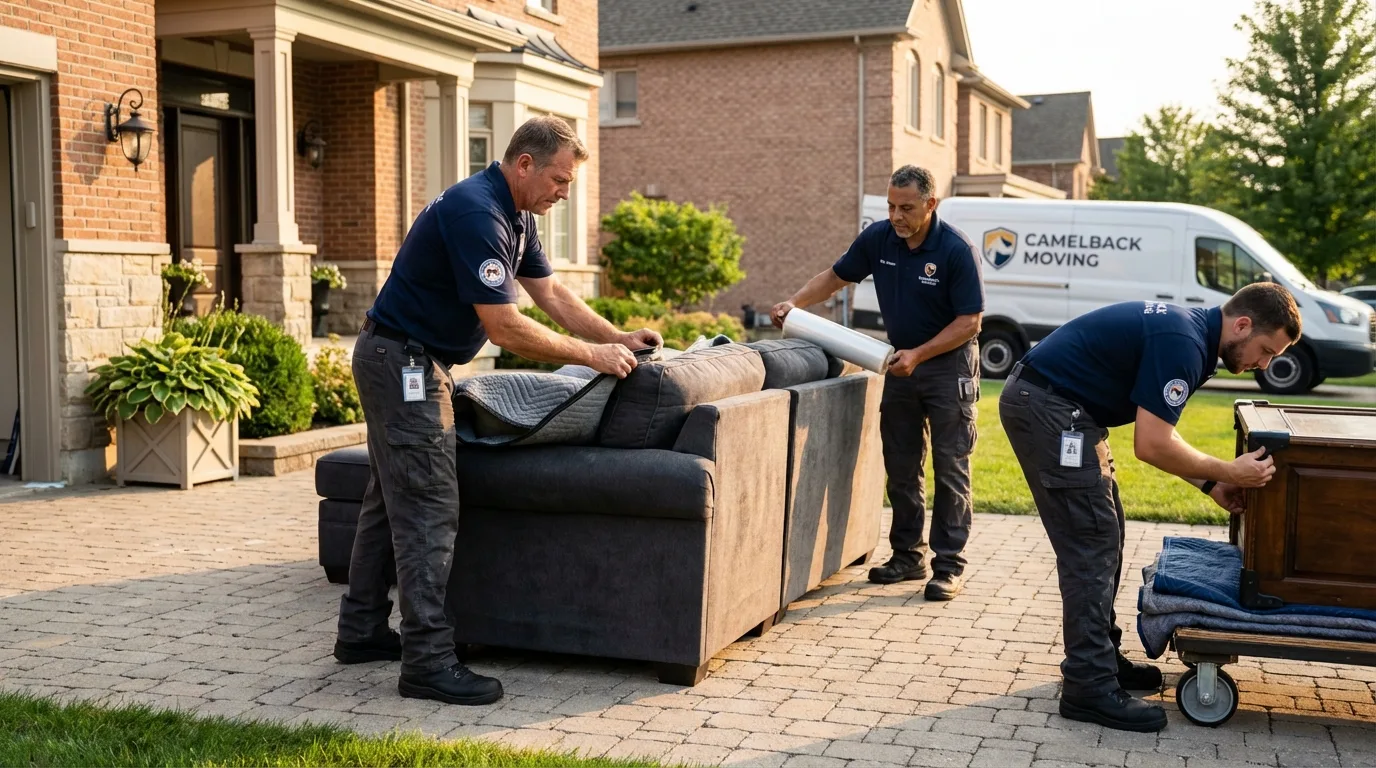 Large estate moving crew wrapping furniture in Tryon, NE