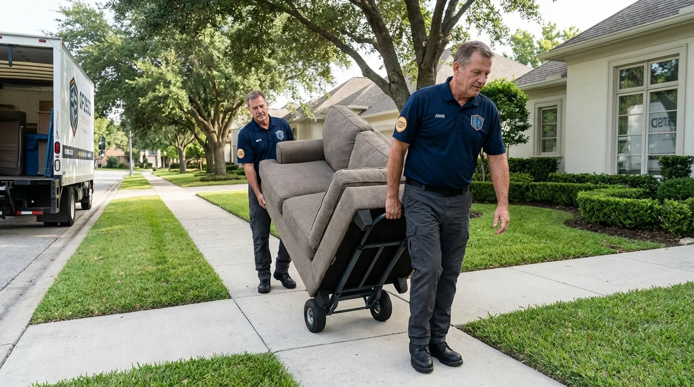 Local residential moving crew loading furniture in Tryon, NE
